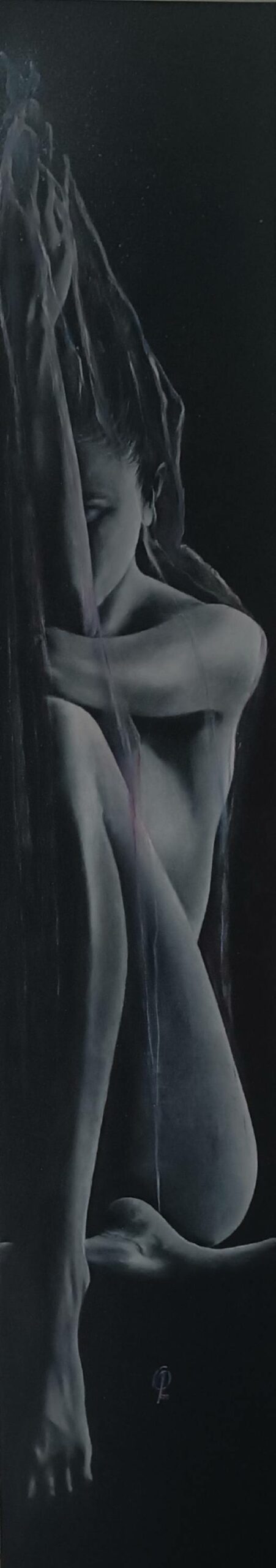 Nu féminin demi caché en noir et blanc, un voile se lève pour une renaissance, basta !