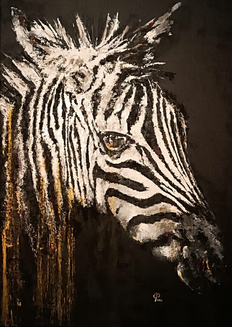 Zèbre d'Afrique en noir, blanc et or, préservation de la faune sauvage